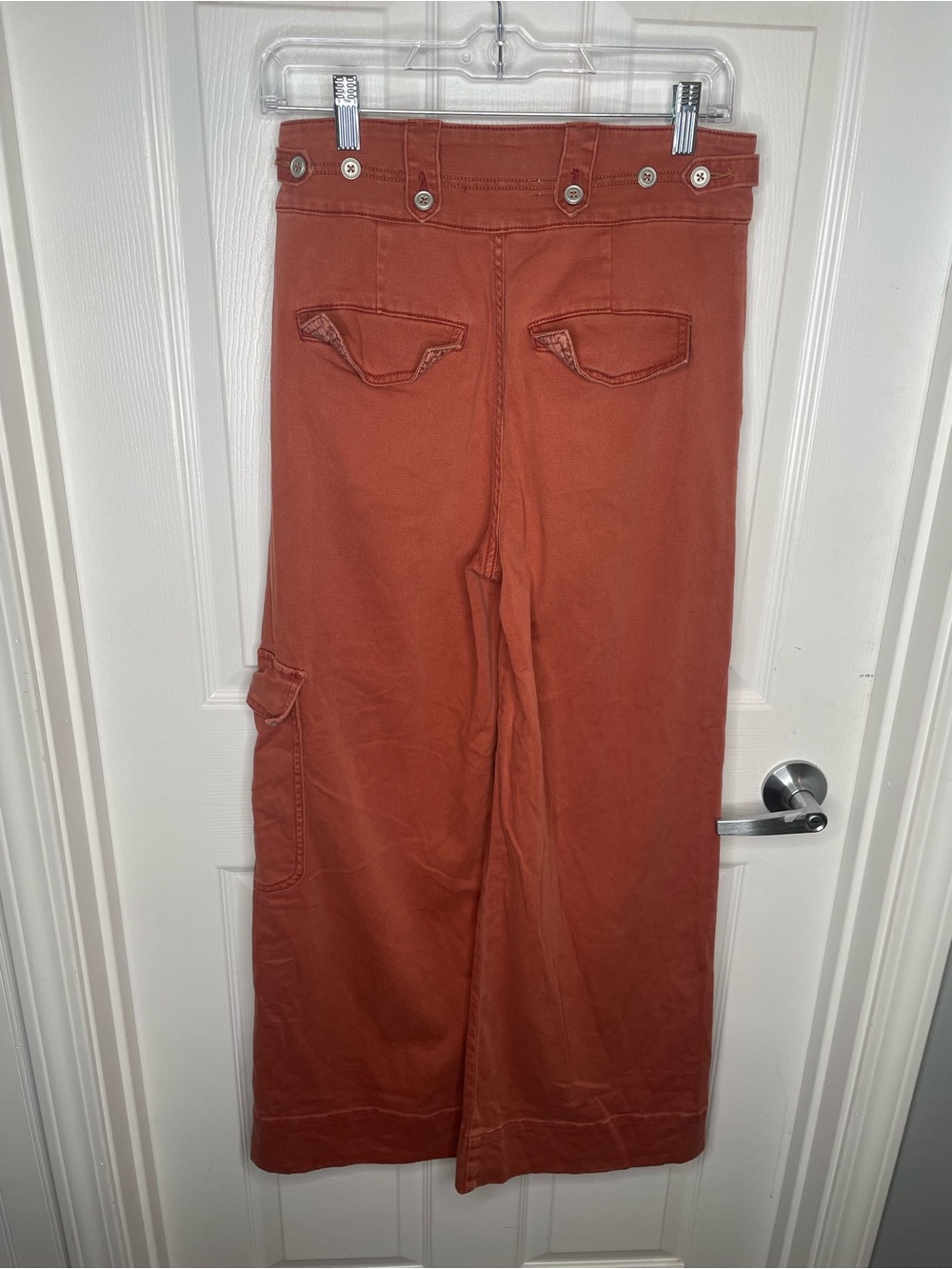 Pilcro High Rise Wide Leg Cargo Pant Boho Festival Academia Relaxed in Rust 26 - Picture 4 of 13
